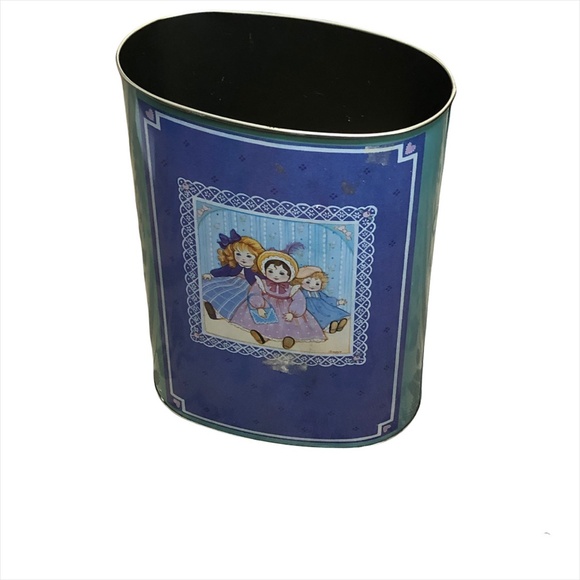 Tin Metal Oval Waste Basket Trash Can Girls’ Art Print -Ginny - Picture 7 of 15